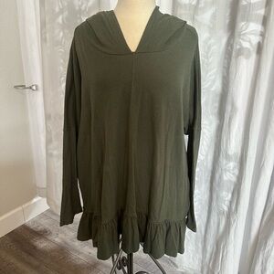 Anthropologie Corinthia hooded tunic sweatshirt green size L/XL